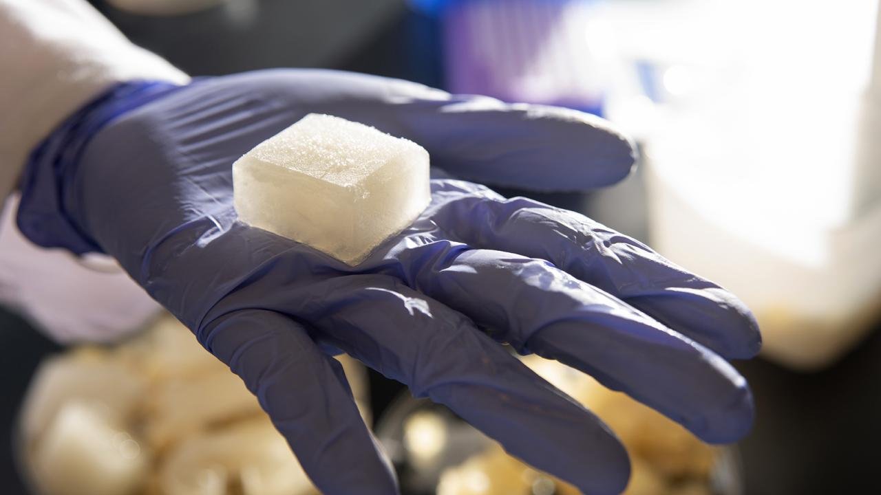 Novo cubo de gelo gelatinoso promete revolucionar o armazenamento de comida à frio (Fonte: UC Davis/Gregory Urquiaga)