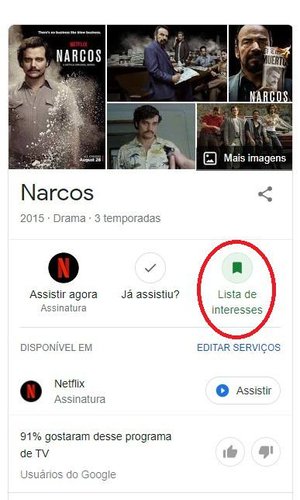 Caso você tenha interesse em um filme ou série que esteja procurando, marque a opção para adicionar o título na sua Lista de interesses