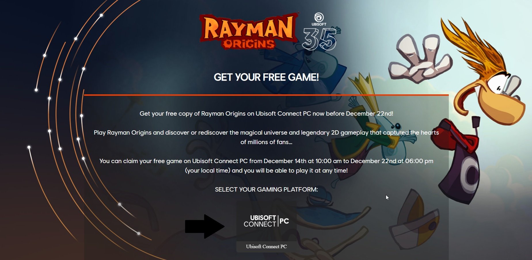 Ubisoft vai disponibilizar o jogo Rayman Origins de graça! – .: O Mundo da  Rocker Girl :.