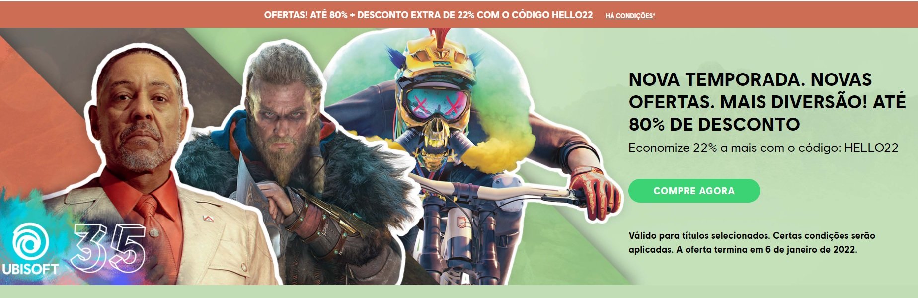 Ganhe até 80% de desconto nos jogos da Ubisoft durante a Promoção