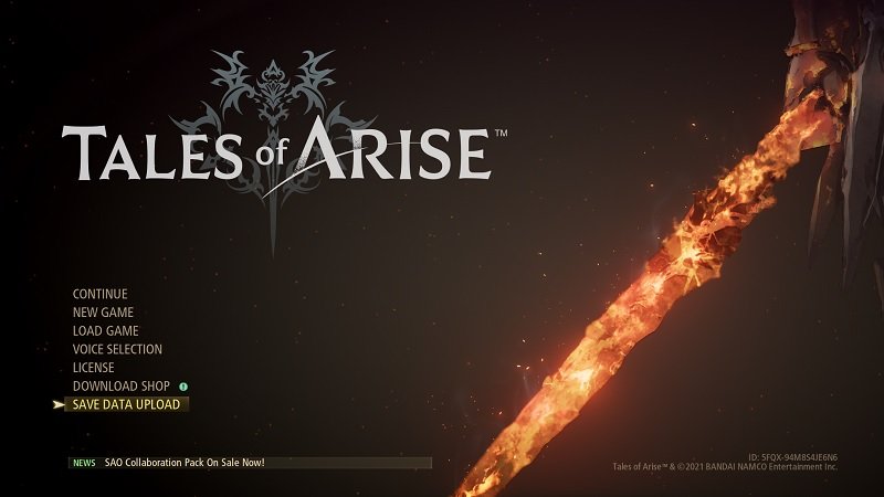 Nova opção de upload do save em Tales of Arise