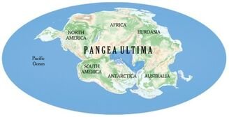 Representação esquemática do hipotético supercontinente Pangaea Ultima