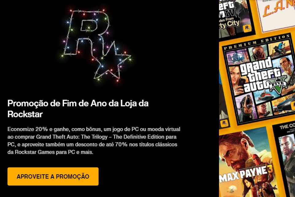 Steam: Promoção da Rockstar Games com até 70% de Desconto com