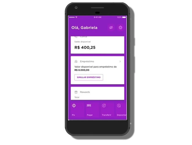 Deslize a tela para baixo até encontrar a opção “Empréstimo”. (Fonte: BlogNubank/Divulgação)