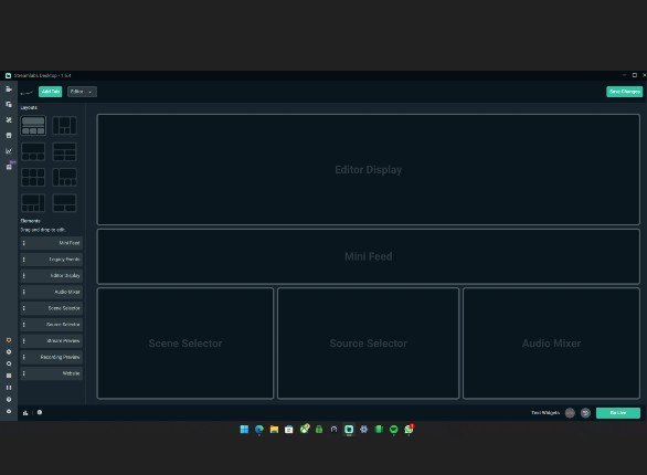 Editor de interface do Streamlabs Studio