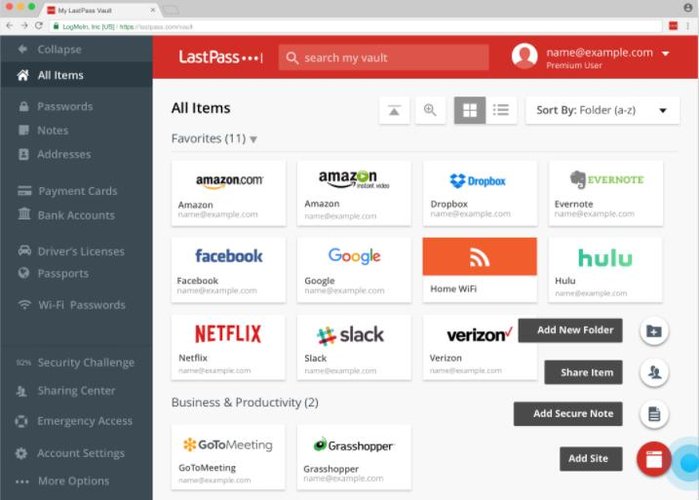 O LastPass armazena senhas de diversos serviços