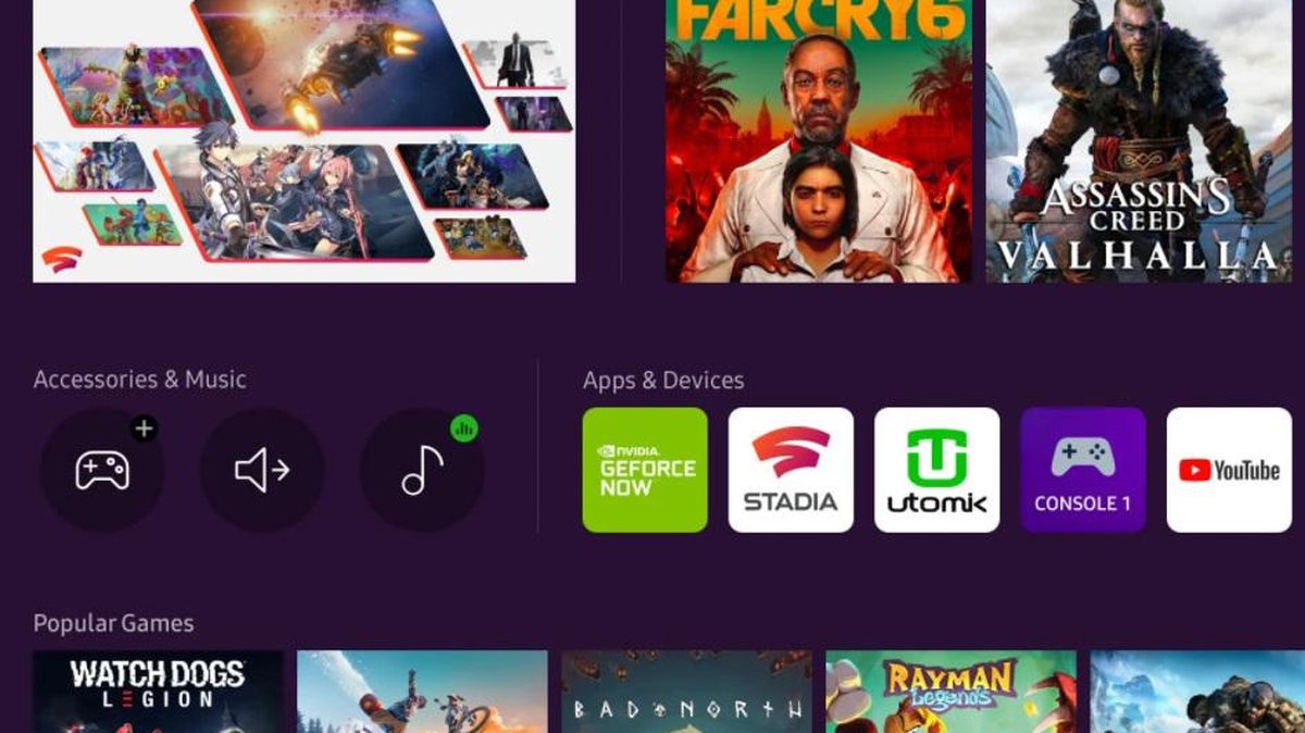 Samsung traz GeForce Now e Google Stadia para suas Smart TVs