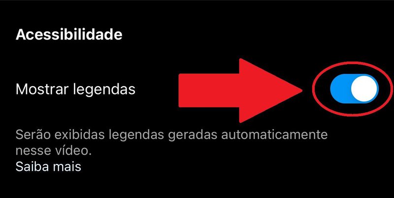 Ative a opção para habilitar as legendas automáticas em seus vídeos