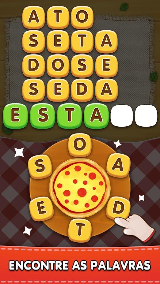 Word Pizza oferece uma interface temática para o jogo de palavras. (Fonte: Word Pizza/Reprodução)
