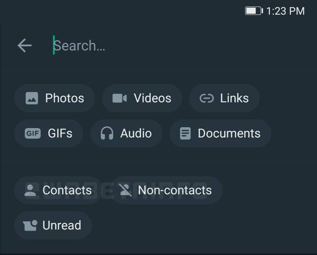 Filtros avançados de pesquisa (Fonte: WABetaInfo/WhatsApp/Reprodução)