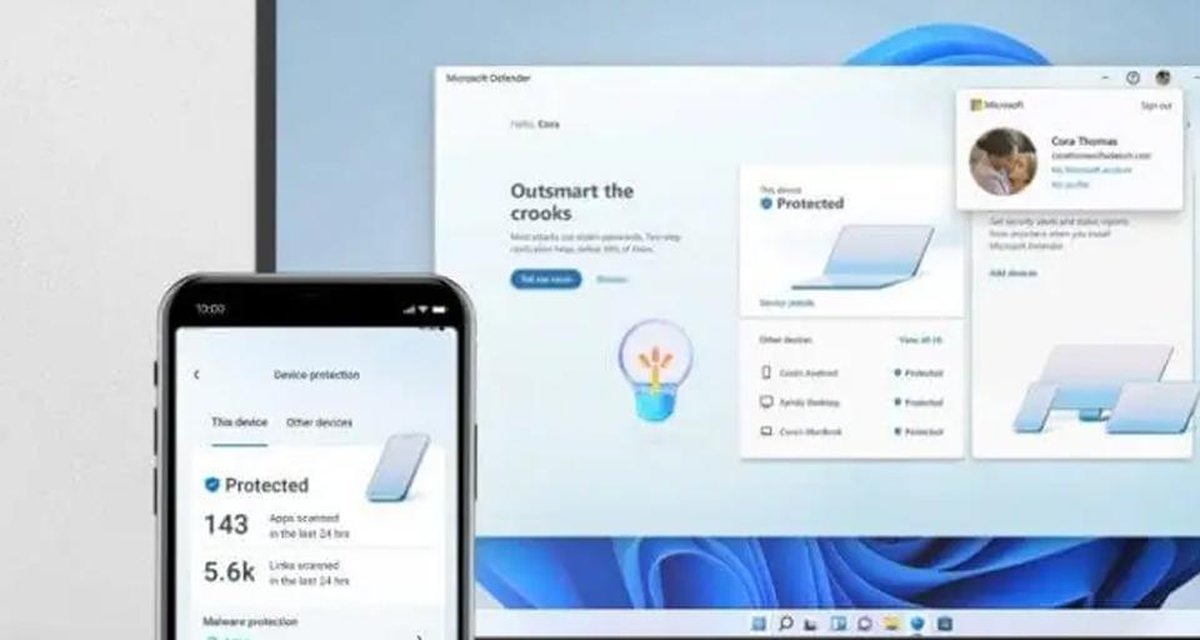 Veja imagem do novo Microsoft Defender para Windows 11 e celular