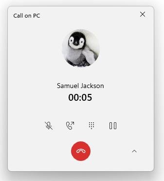 A janela de chamada do aplicativo Seu Telefone ganhou uma nova interface de usuário