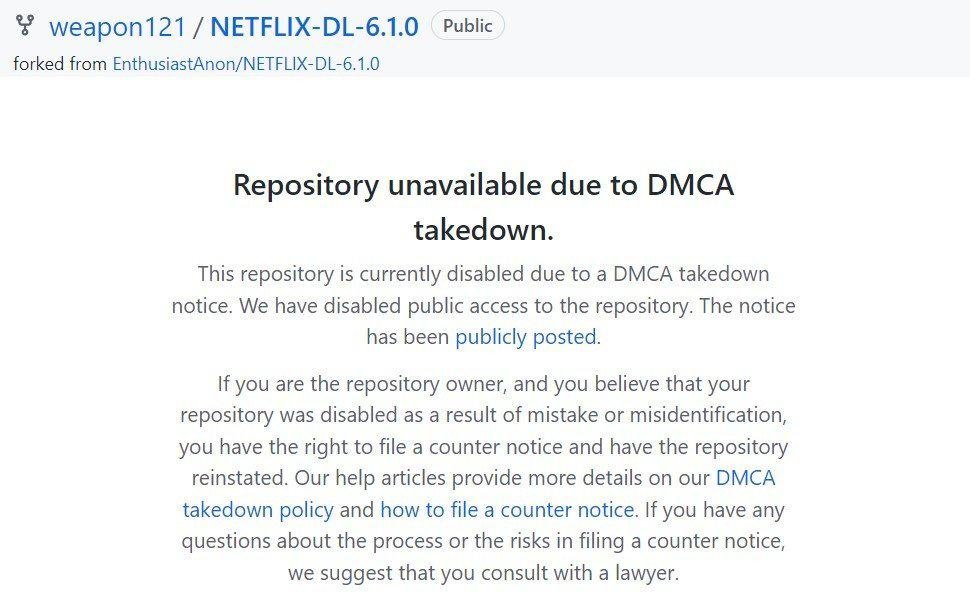 Alguns links removidos mostram mensagem de violação da DMCA, enquanto outros simplesmente exibem a mensagem de erro 404. (Fonte: Torrentfreak/Reprodução)
