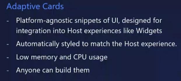 Os Cartões Adaptáveis podem ser utilizados para criar widgets de terceiros