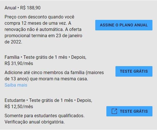 Premium: mensalidade da assinatura fica mais cara no Brasil
