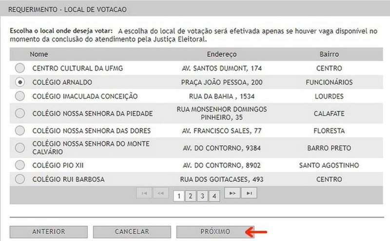 Defina também o local exato de votação.