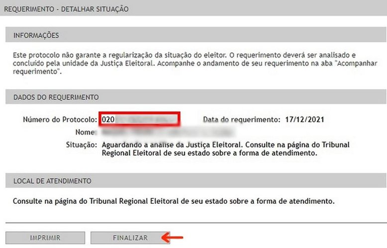 Salve o número do protocolo para consultar o andamento do processo.