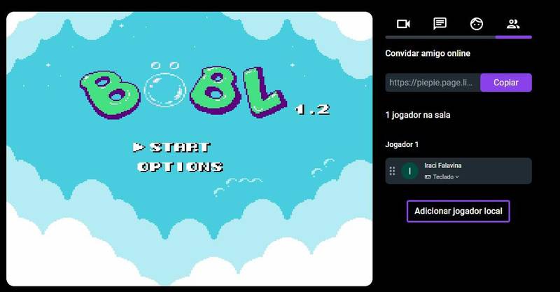 Ao escolher um jogo, o site disponibiliza um link de convite para a sala