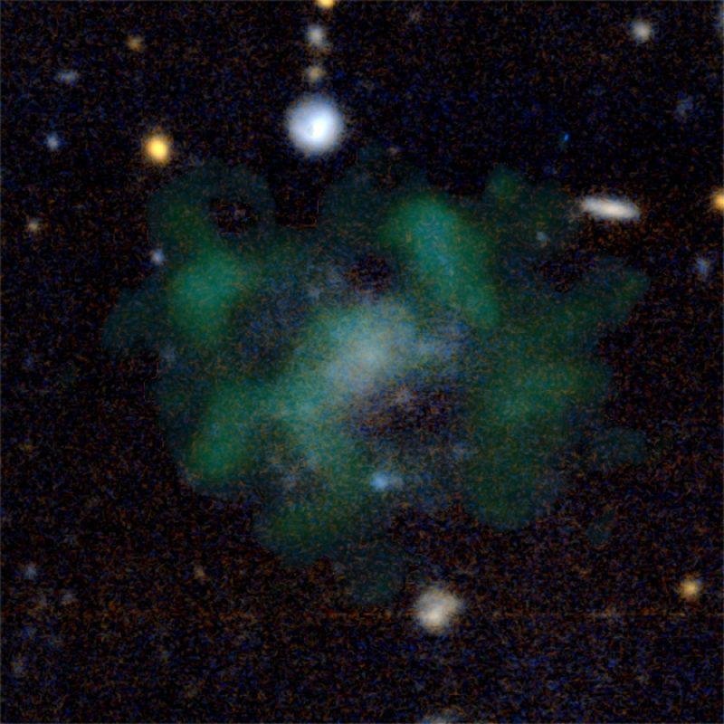 Galáxia AGC 114405 em verde