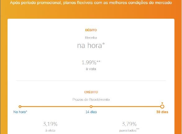 Tarifa de gerenciamento de pagamentos do PagSeguro