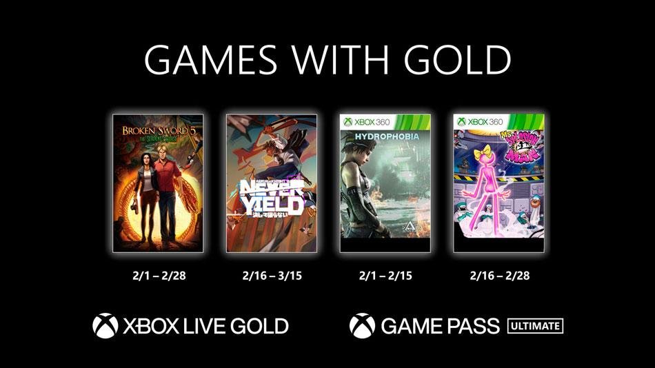 No Brasil, Games with Gold de fevereiro de 2022 tem Broken Sword 5: The Serpent’s Curse, Aerial_Knight’s Never Yield, Hydrophobia e Ms. Splosion Man