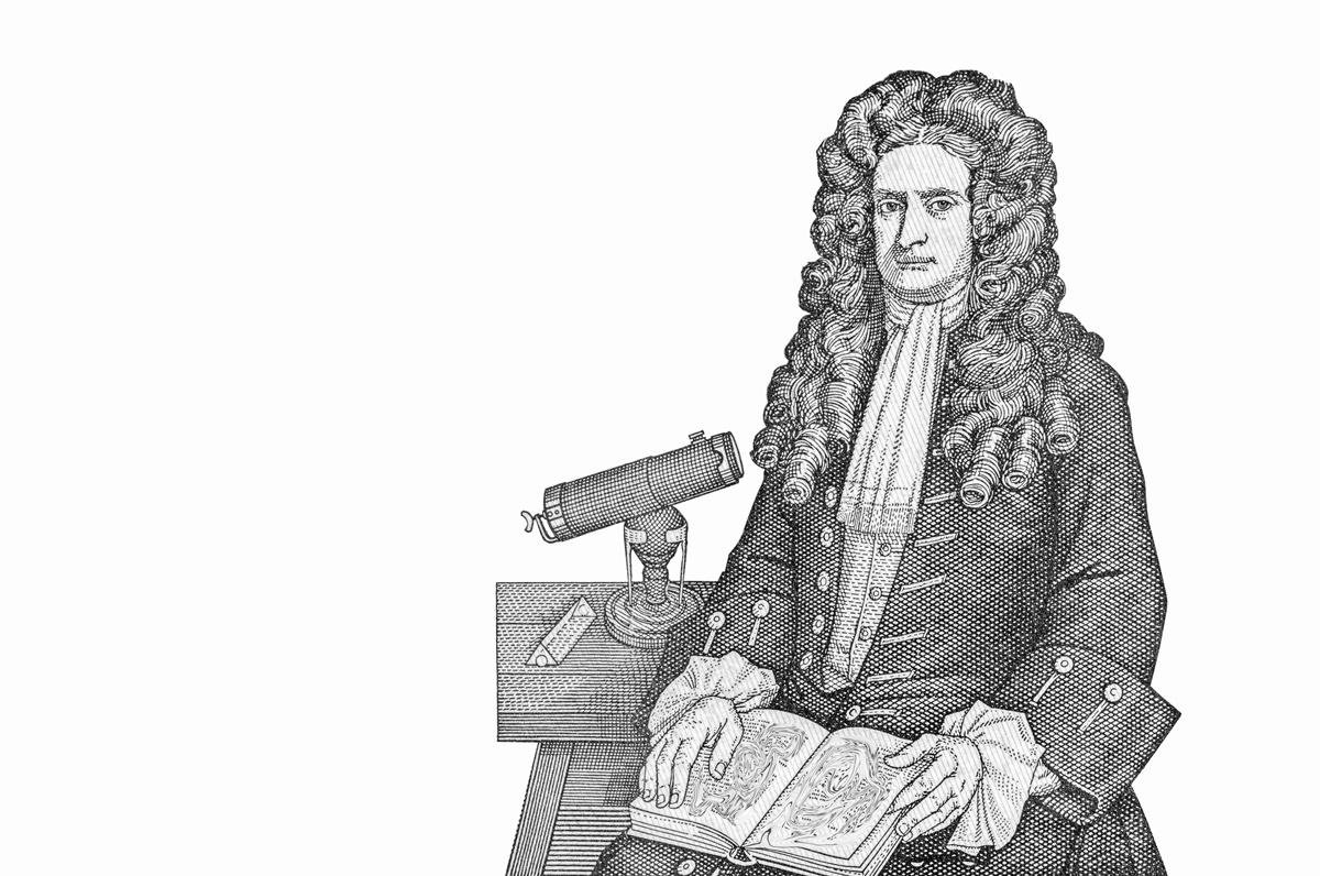Ilustração mostra o cientista britânico Isaac Newton (1643-1727)