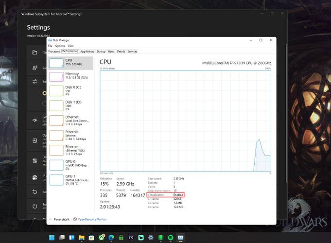 Verificar se virtualização de hardware está ativada