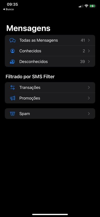 Filtro de spam do iOS.