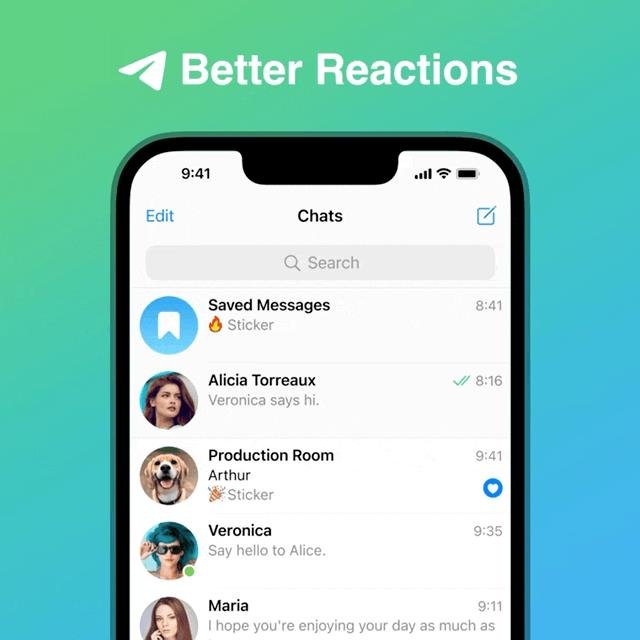 'Coração' no Telegram indica quando há reações não lidas nas mensagens