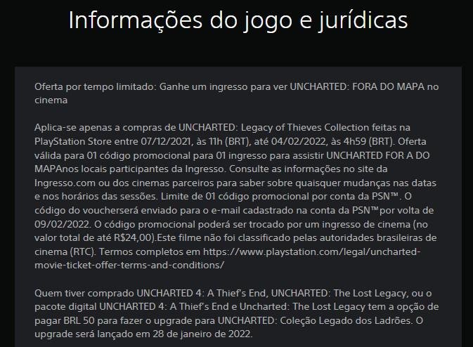 Promoção de Uncharted: Legacy of Thieves dá direito a ingresso para o filme