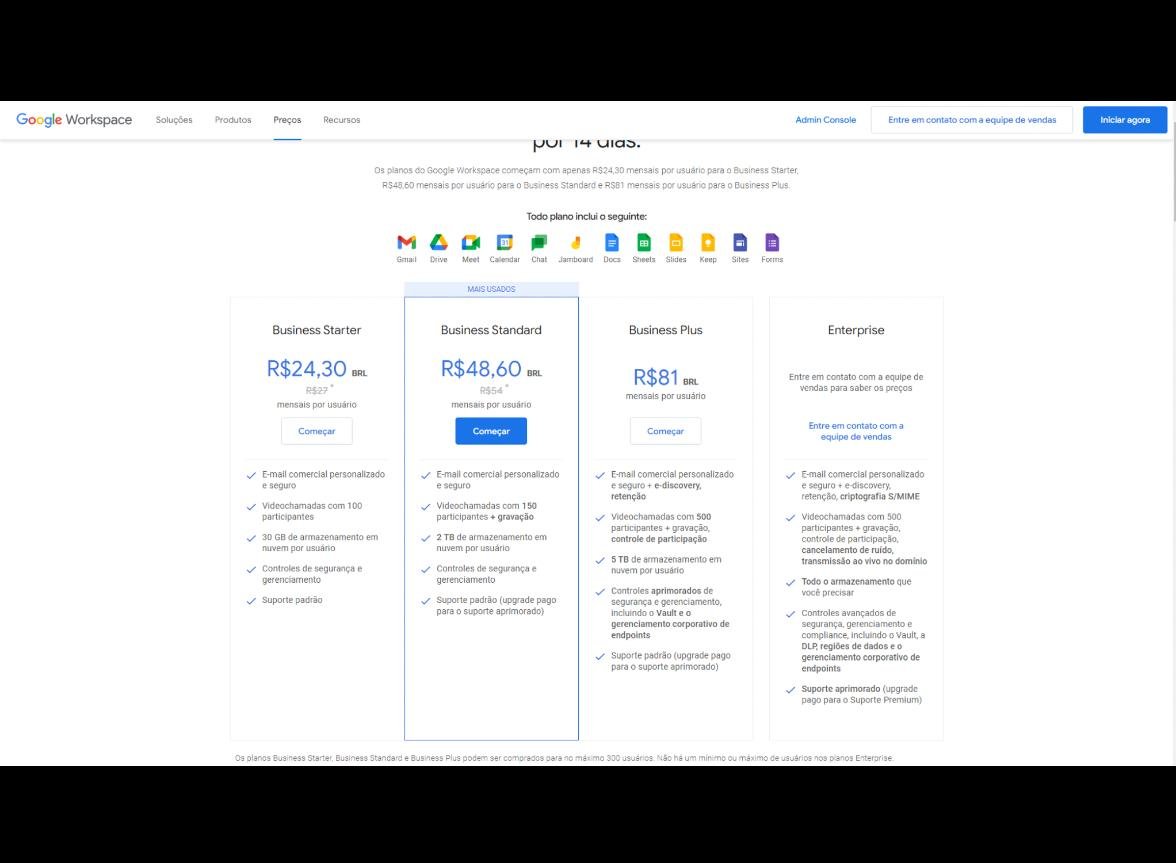 Planos Google Workspace já disponíveis no Brasil