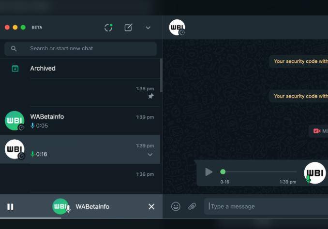Um exemplo do player de áudio em funcionamento no macOS.