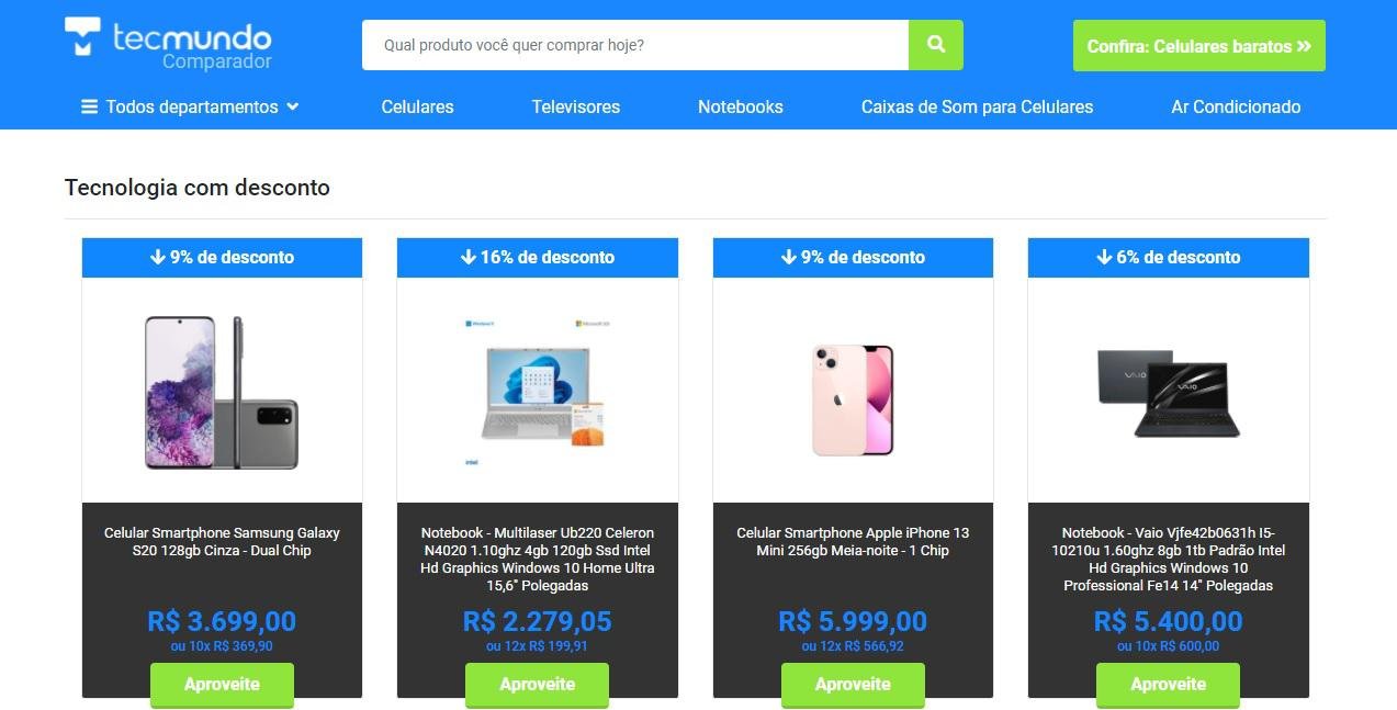 Celulares com o menor preço você encontra no Comparador TecMundo