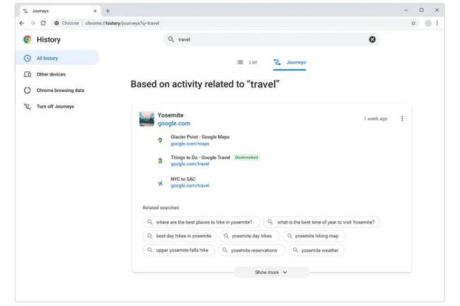 As jornadas prometem revolucionar o histórico de pesquisa do Chrome.