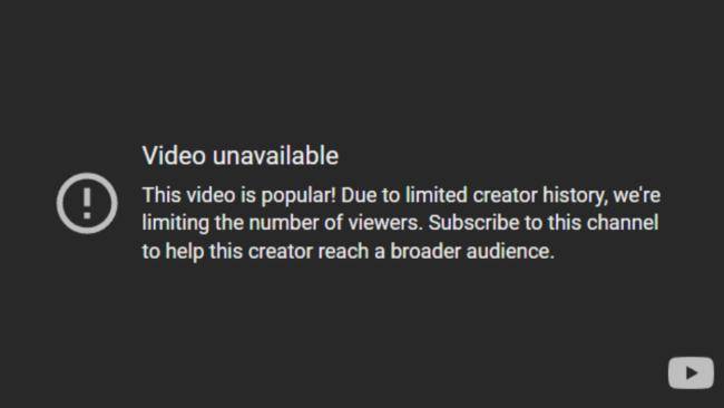 A mensagem de vídeo indisponível pode aparecer nos canais com menos de 1 mil inscritos.