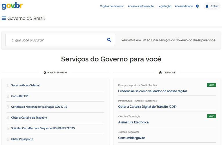 É preciso criar um cadastro no site do Governo Federal