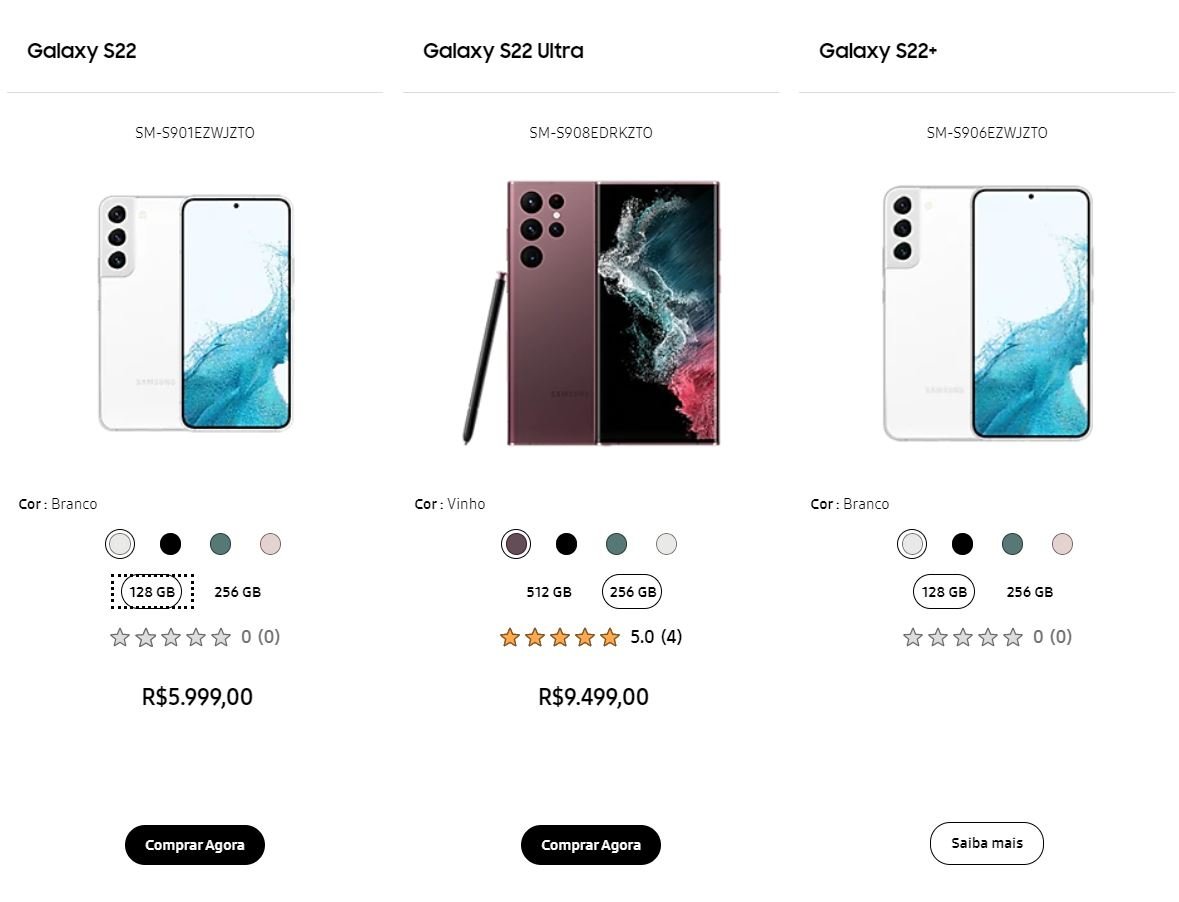Galaxy S22 preços