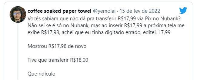 Os primeiros relatos da falha no Nubank surgiram no Twitter.