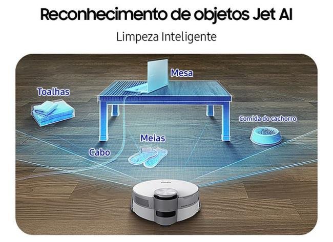 O aspirador possui recursos de inteligência artificial.