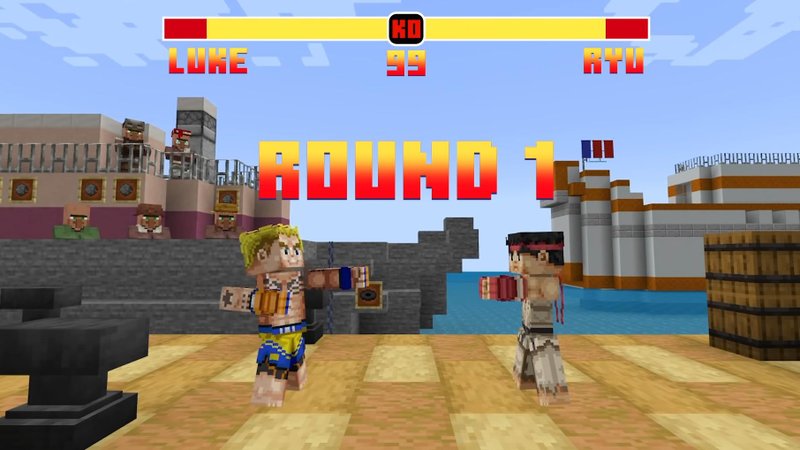 Minecraft recebe pacote oficial de skins temáticas de Street Fighter.