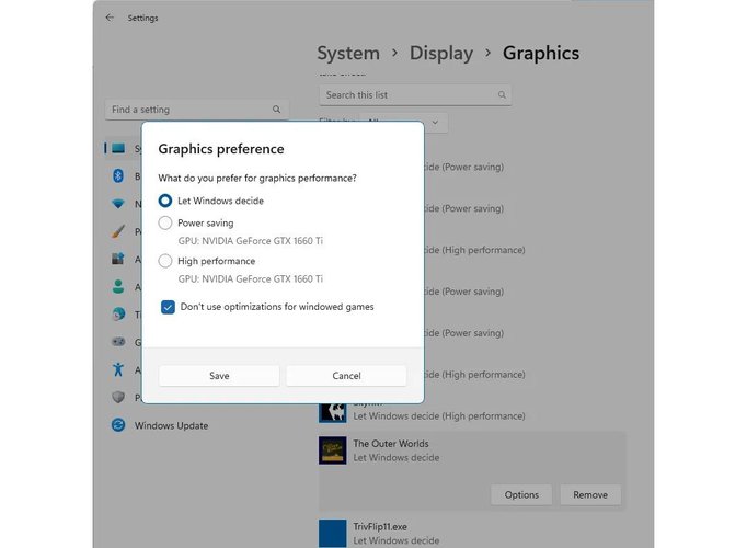 Em caso de bugs, a otimização modo janela pode ser configurada individualmente