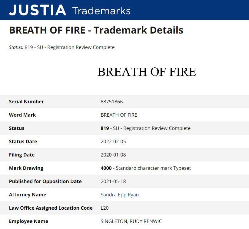 Documentação online mostra que a Capcom registrou nova marca de Breath of Fire