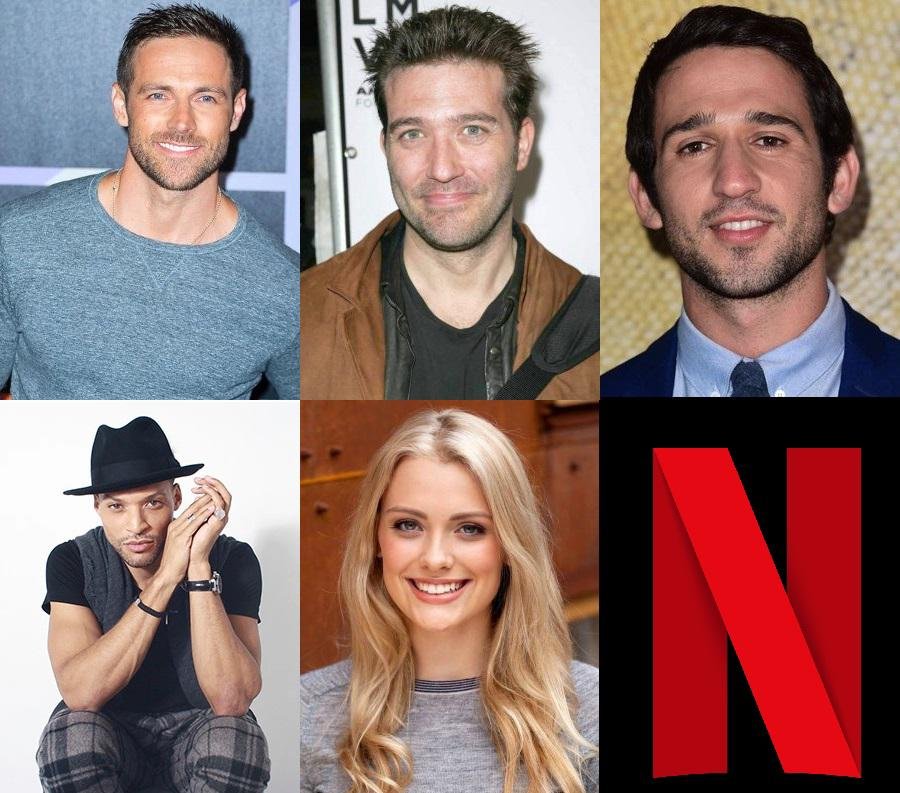 Acima, Dylan Bruce, Craig Bierko e Darius Homayoun. Abaixo,, Cleo Anthony e Wallis Day. (Netflix/Reprodução)