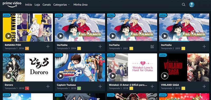 Guia de serviços por streaming de animes no Brasil N° 1 -  Prime  Vídeo.