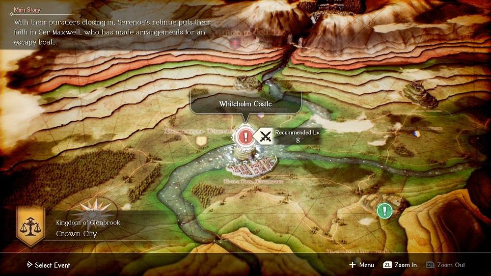 No mapa de Norzelia, você poderá escolher fazer suas missões principais ou ver histórias secundárias