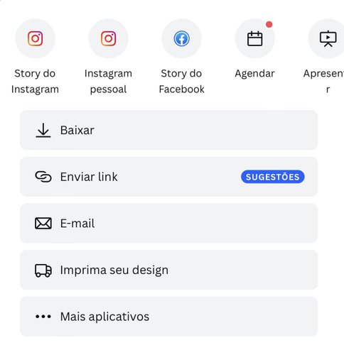 Depois que o seu design ficou pronto, é possível compartilha-lo de diversas formas pelo Canva