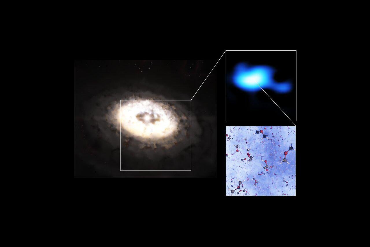 Éter dimetílico foi encontrado em disco protoplanetário, maior molécula já vista nessa região (Fonte: ESO/reprodução)