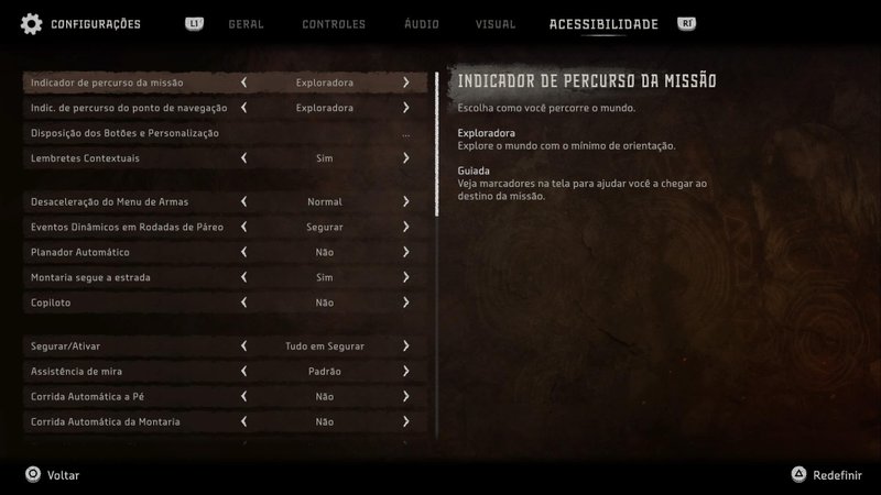 Descrição da imagem menus do jogo