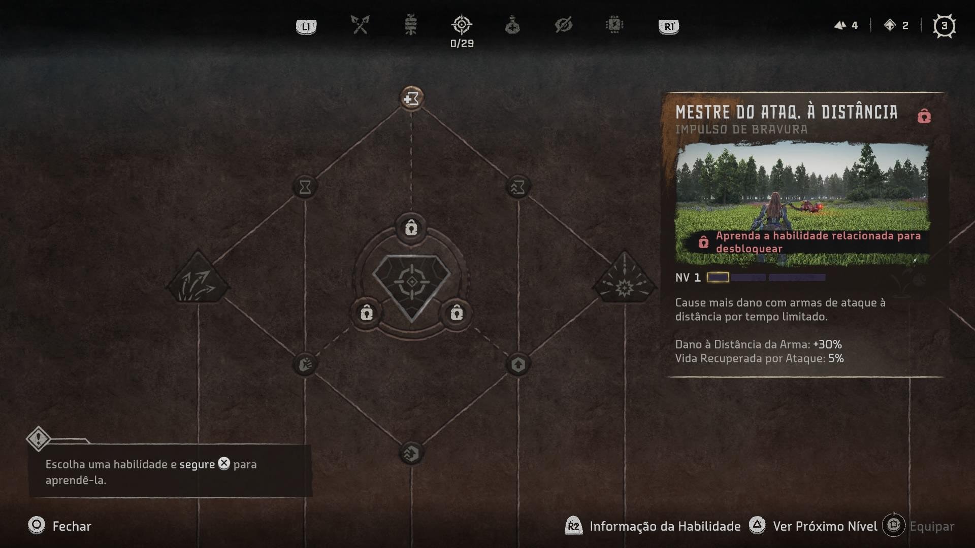 Descrição da imagem menus do jogo