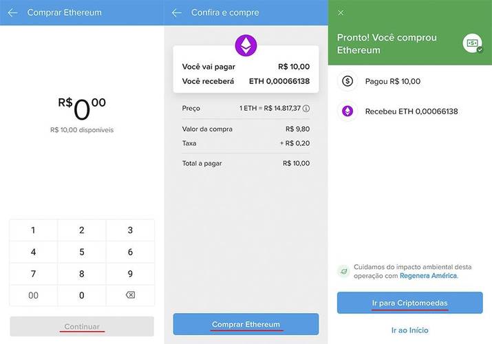 Digite o valor que deseja comprar e conclua a transação (Fonte: Mercado Pago/Reprodução)